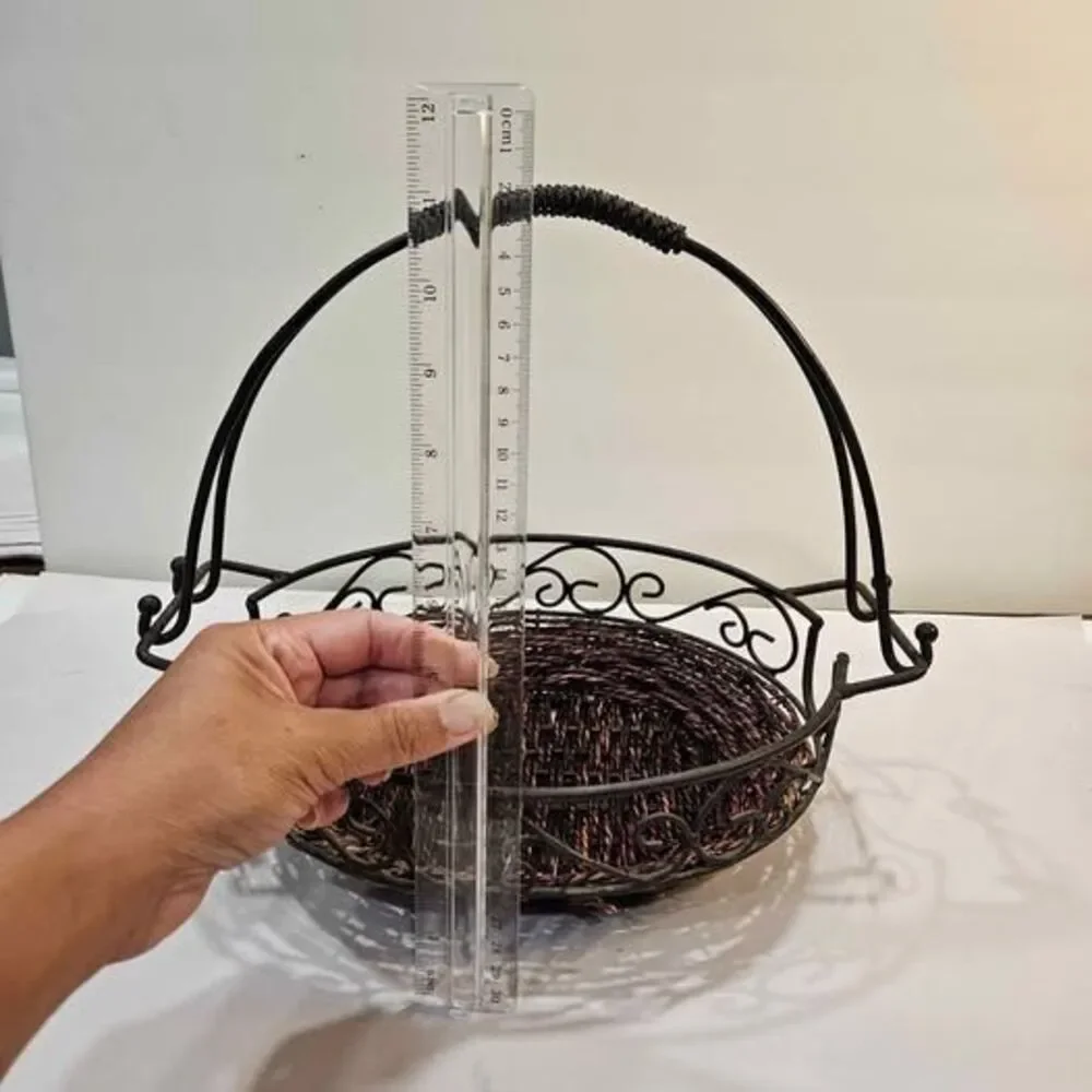Decorative Metal Basket with Woven Base